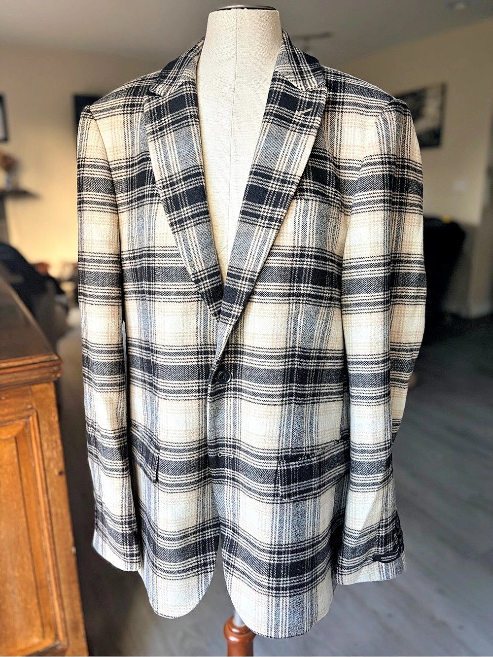 Scotch & Soda Amsterdam "My Favourite" Wool Blend Plaid Blazer Jacket, Size XXL